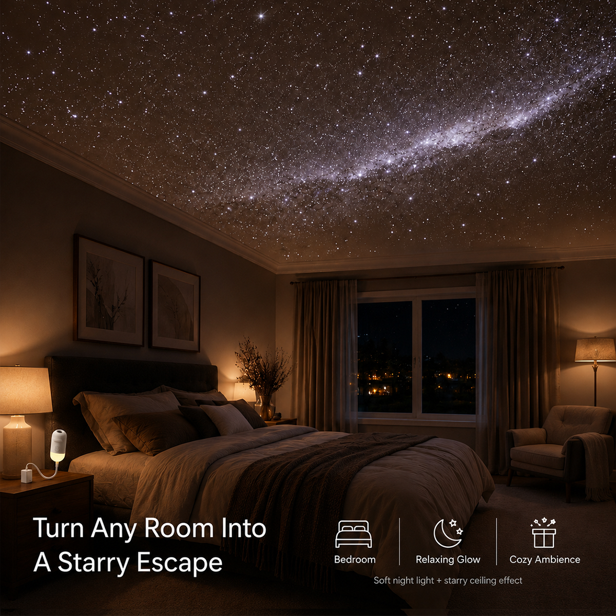 2-in-1 Galaxy Star Projector & USB Night Light