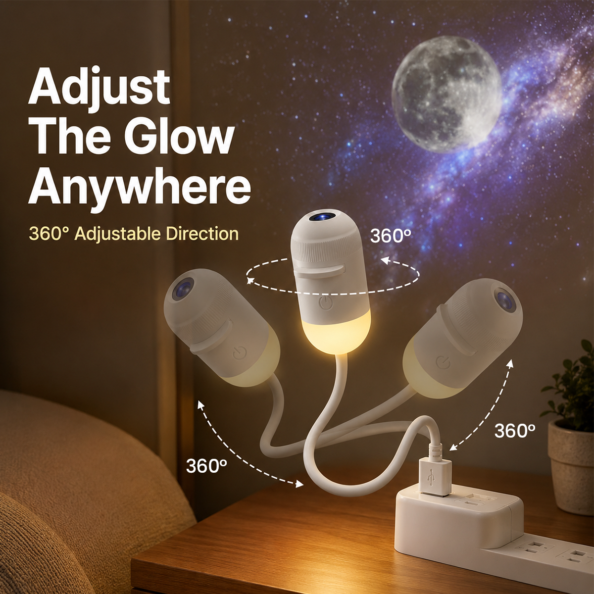 2-in-1 Galaxy Star Projector & USB Night Light
