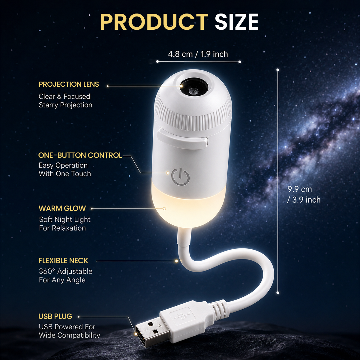2-in-1 Galaxy Star Projector & USB Night Light