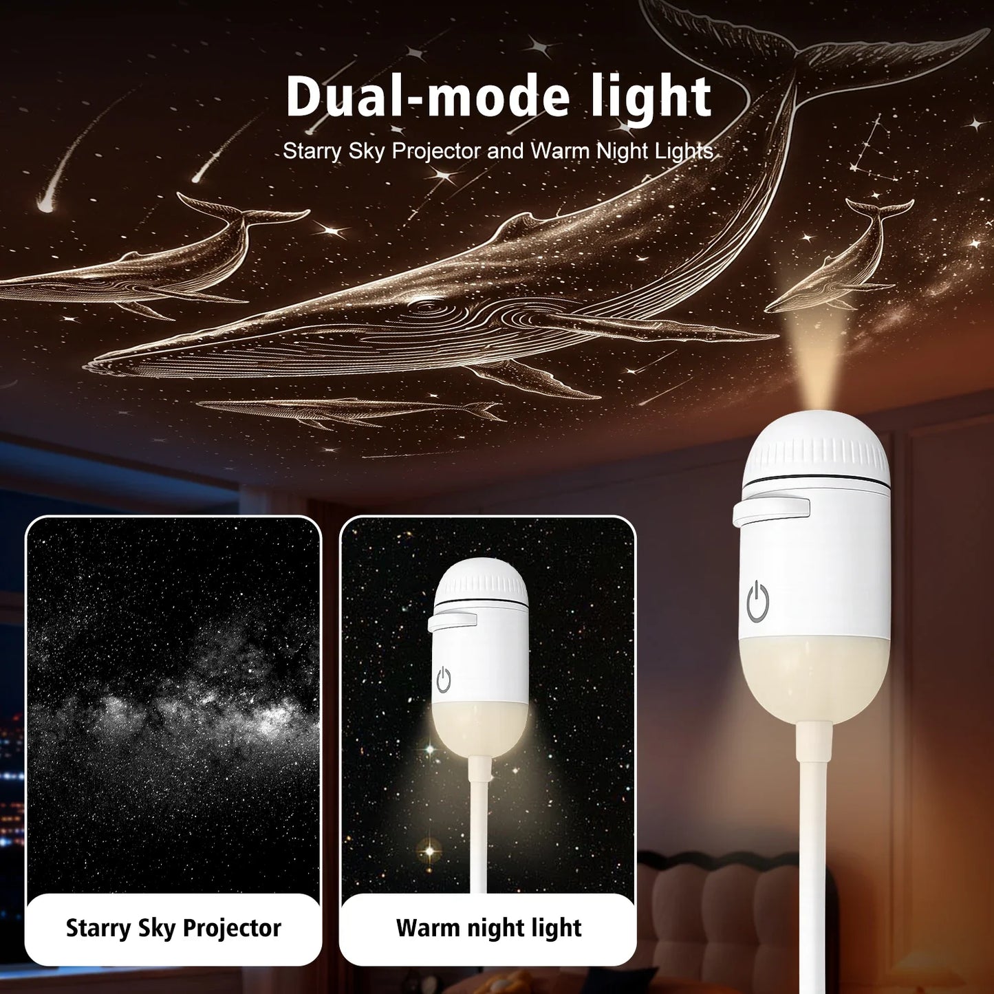 2-in-1 Galaxy Star Projector & USB Night Light